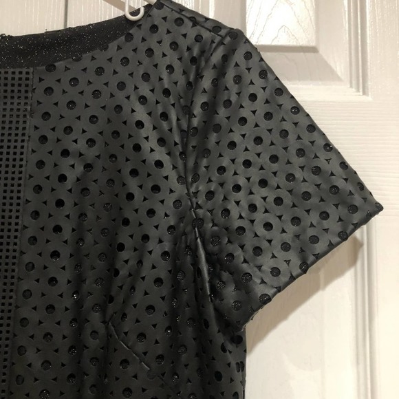 Muse sz 4 Black Perforated Faux Leather Sheath Dress - Picture 4 of 11